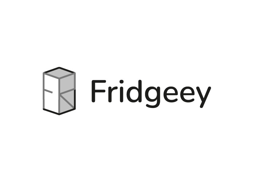 Fridgeey logo in white on a black background